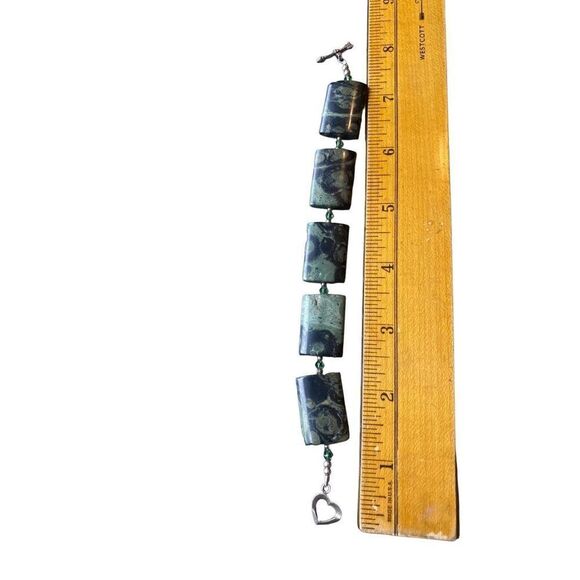 Kambamba green crocodile jasper bracelet silver toggle clasp small - Picture 6 of 8